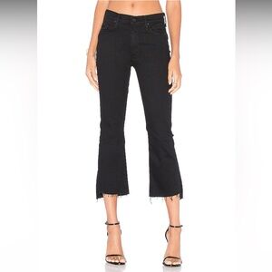 MOTHER Insider Crop Step Fray jeans high waist ankle length bootcut black 27